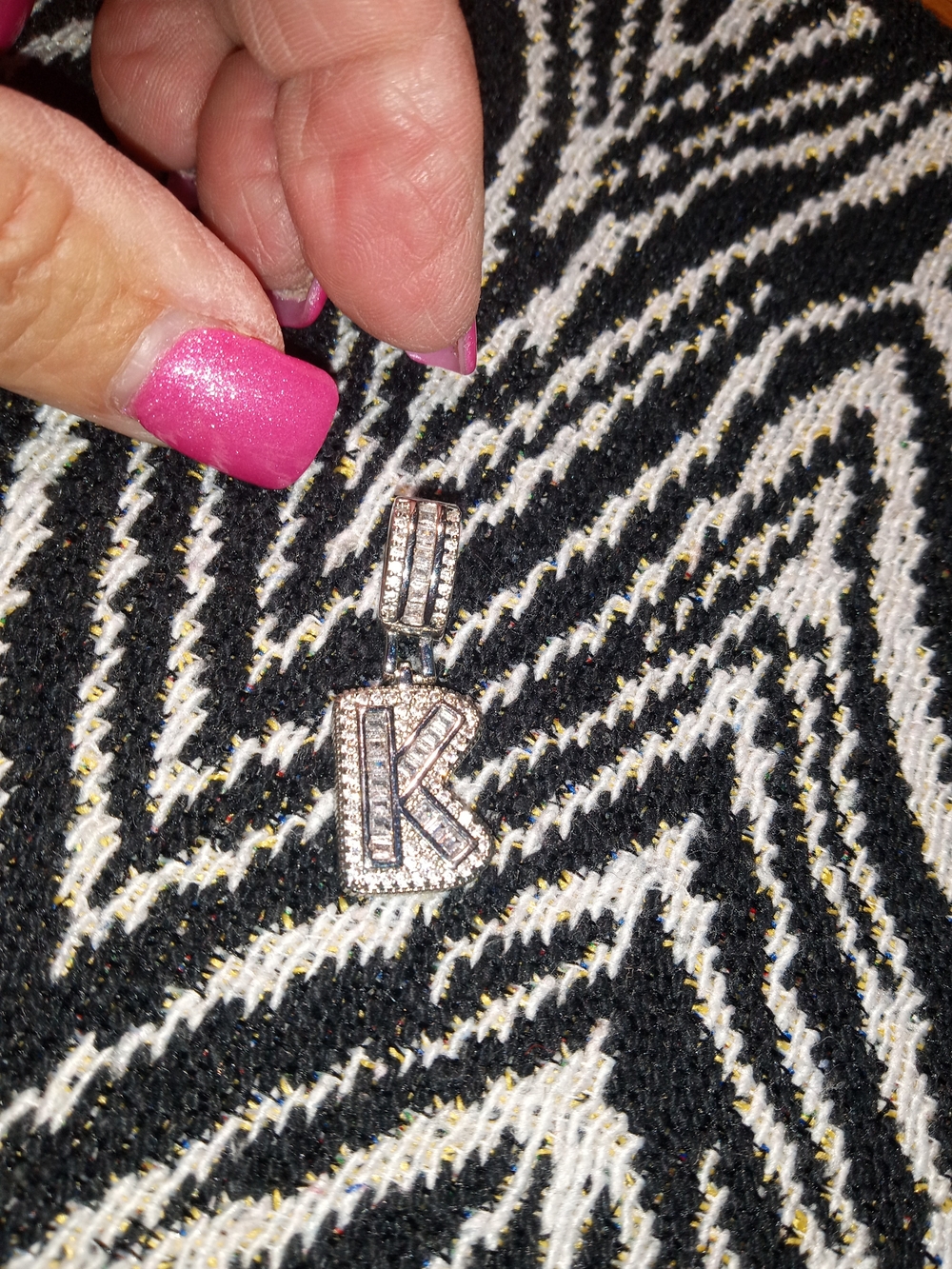 Initial K Pave Letter Pendant Necklace - Pave and Silver
